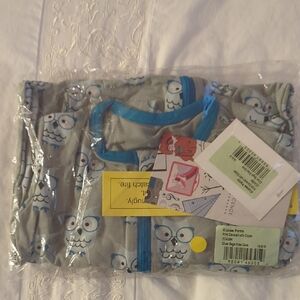 New KicKee Green Blue Owl Print Coverall with 2 Way Zipper